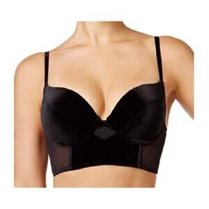 Maidenform Super Sexy Flocked Mesh Longline Bra Black Size 34C NWT